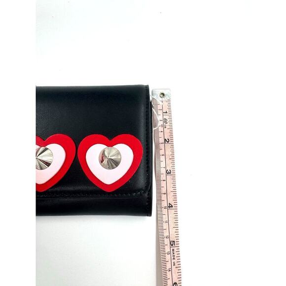 Fendi Black Pink Red Heart Rockstud wallet on chain WOC bag SHW Crossbody - Picture 8 of 10